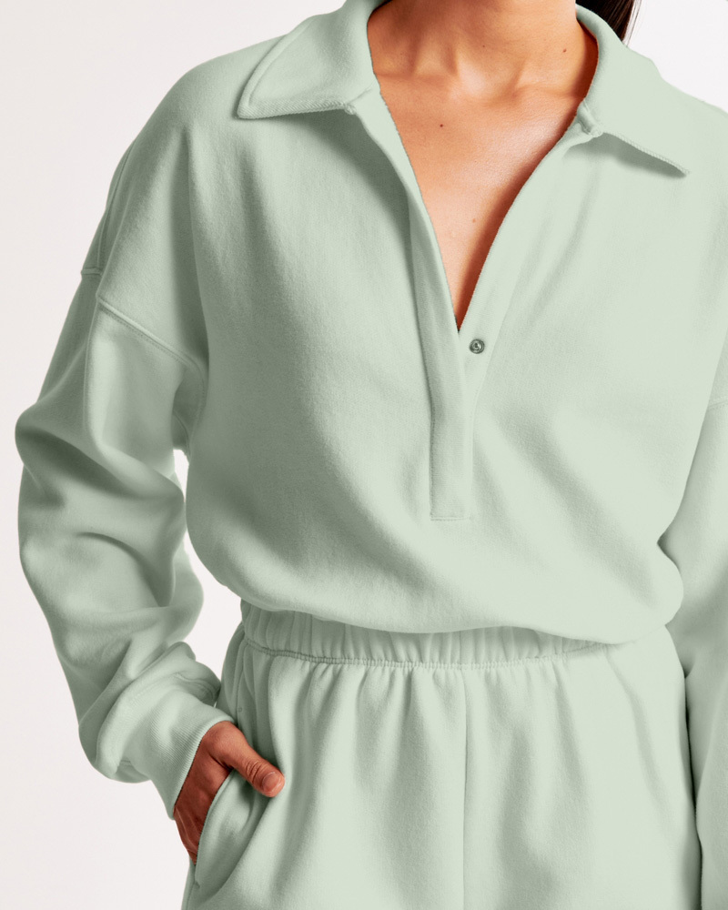 Long-Sleeve Polo Fleece Romper(BUY MORE SAVE MORE)