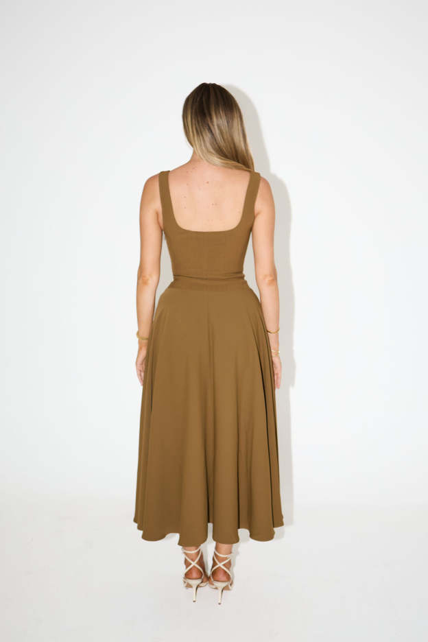 The Ultimate Muse Low Waist Square Neck Midi Dress(BUY 2 FREE SHIPPING)