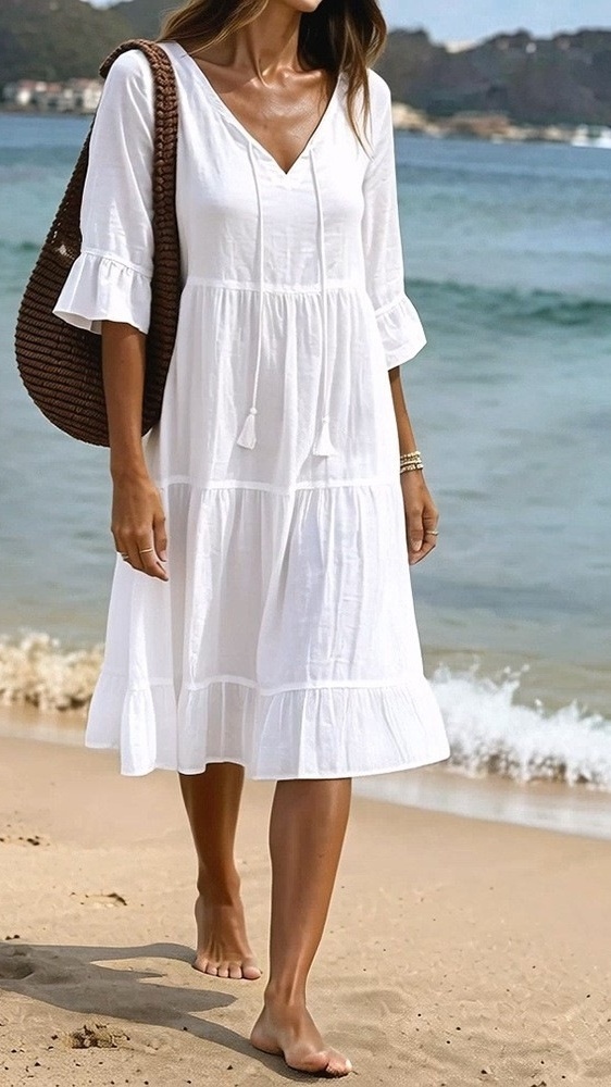 Women's Tiered Fringe Loose Vacation Dress