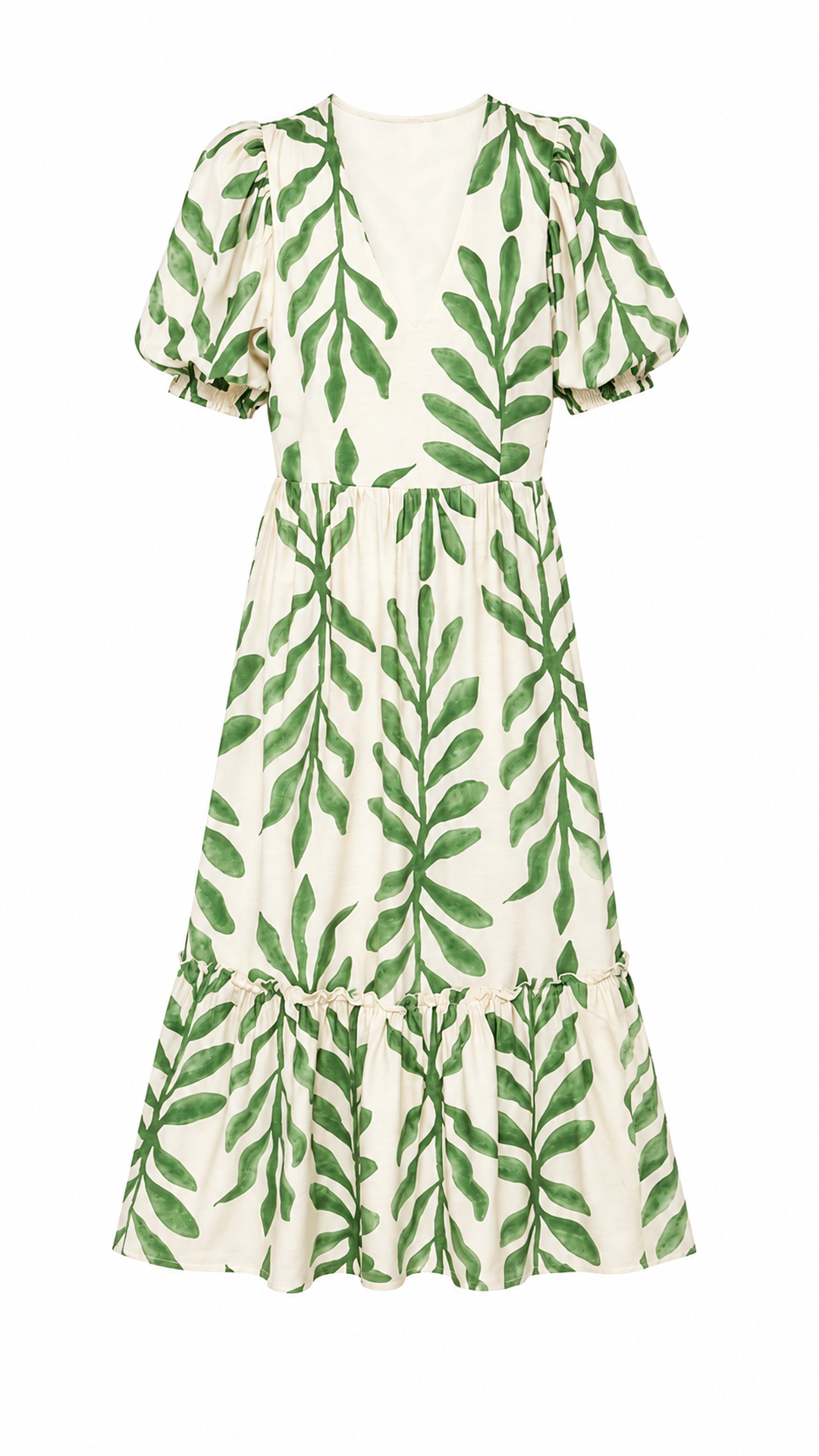 Mouchica V Neck Puff Sleeve Tiered Midi Dress Women Vintage Summer Vacation Floral Striped Dress