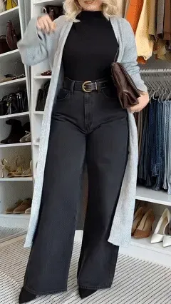 Women's simple casual  and versatile straight-leg jeans