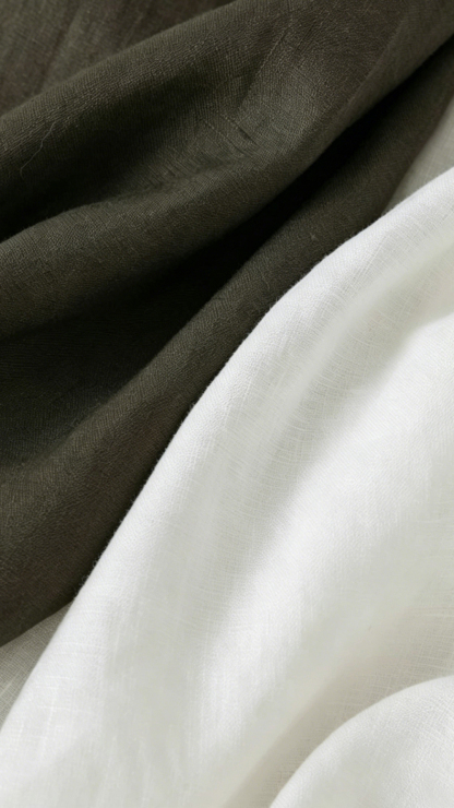 Linen relaxed-fit breathable long sleeve T-shirt set with shorts，casual lounge two-piece set