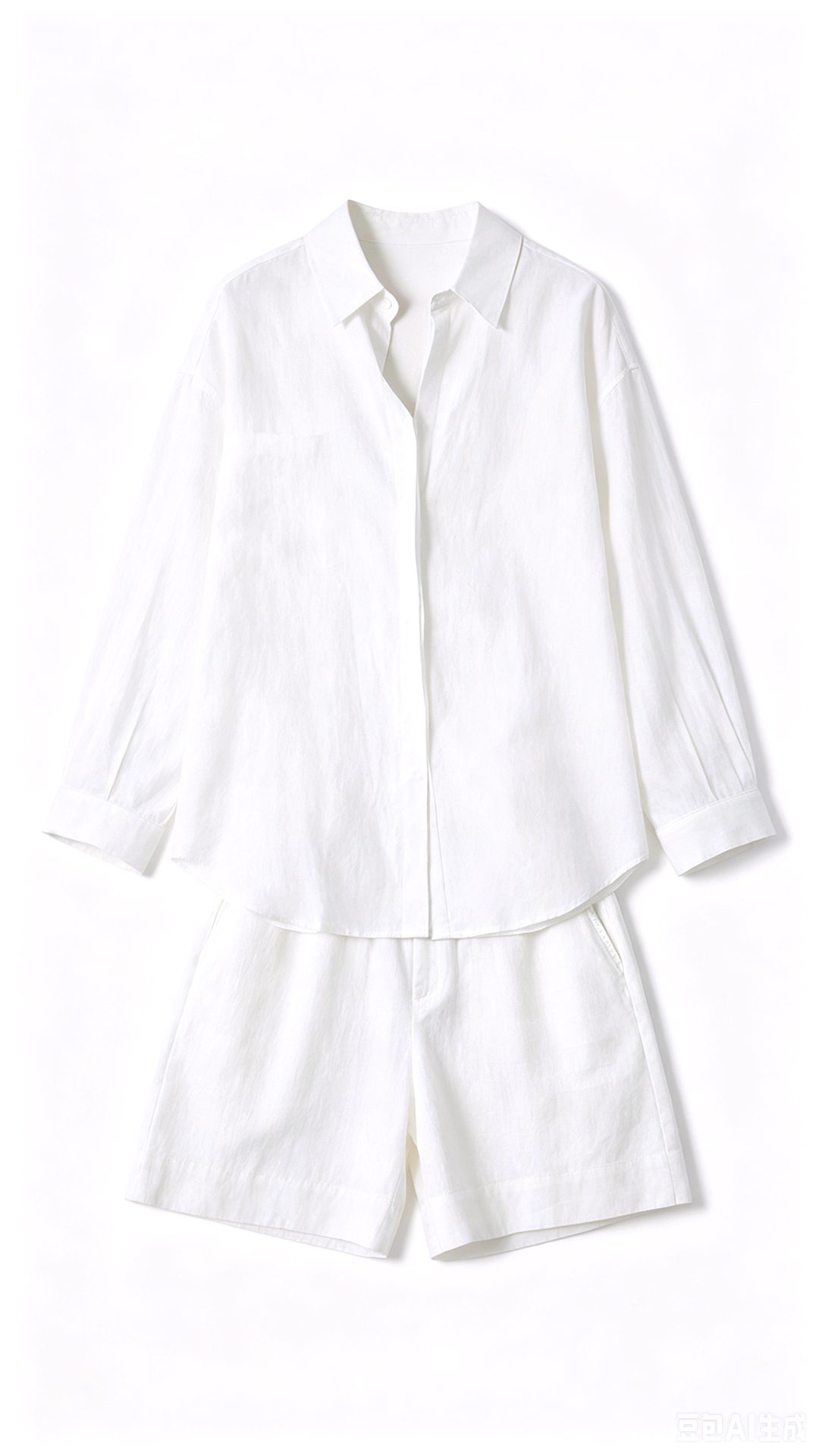 Summer lightweight old-money style linen luxury sun-protective shirt and shorts set