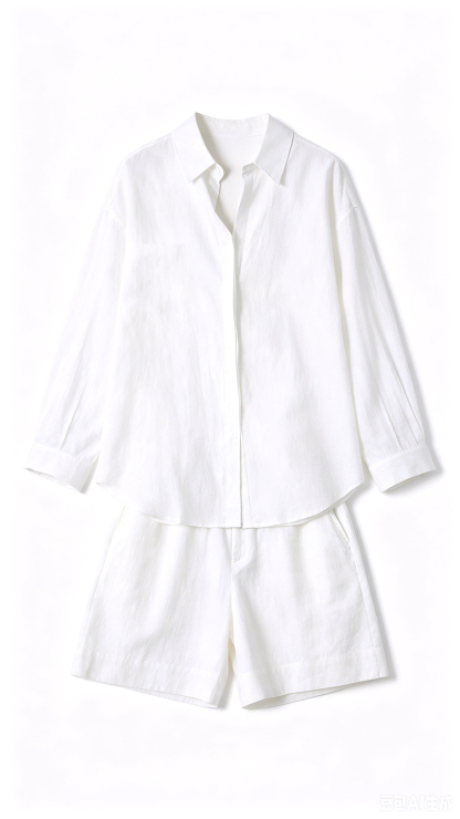 Summer lightweight old-money style linen luxury sun-protective shirt and shorts set