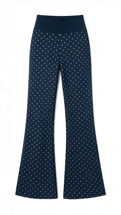 Polka Dot High-Waisted Flare Pants for Women – Vintage Slimming Casual Wide-Leg Trousers with Elegant Drape