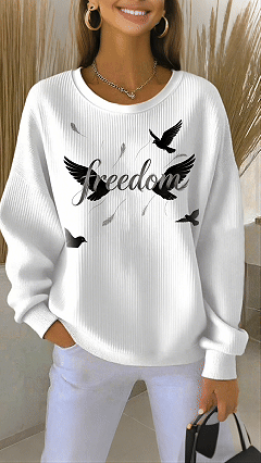 Women's Pullover Graphic Letter Warm Classic Casual Long Sleeve Crew Neck