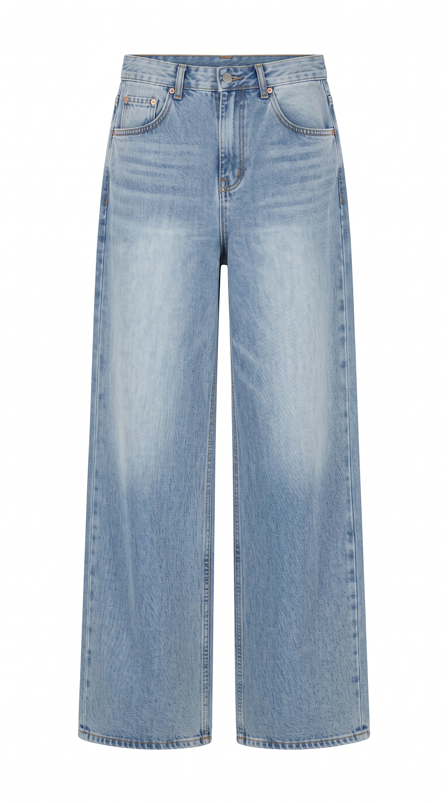 Vintage High Waist Wide Leg Jeans with Heart Print, Distressed Washed Denim, and Relaxed Draped Fit