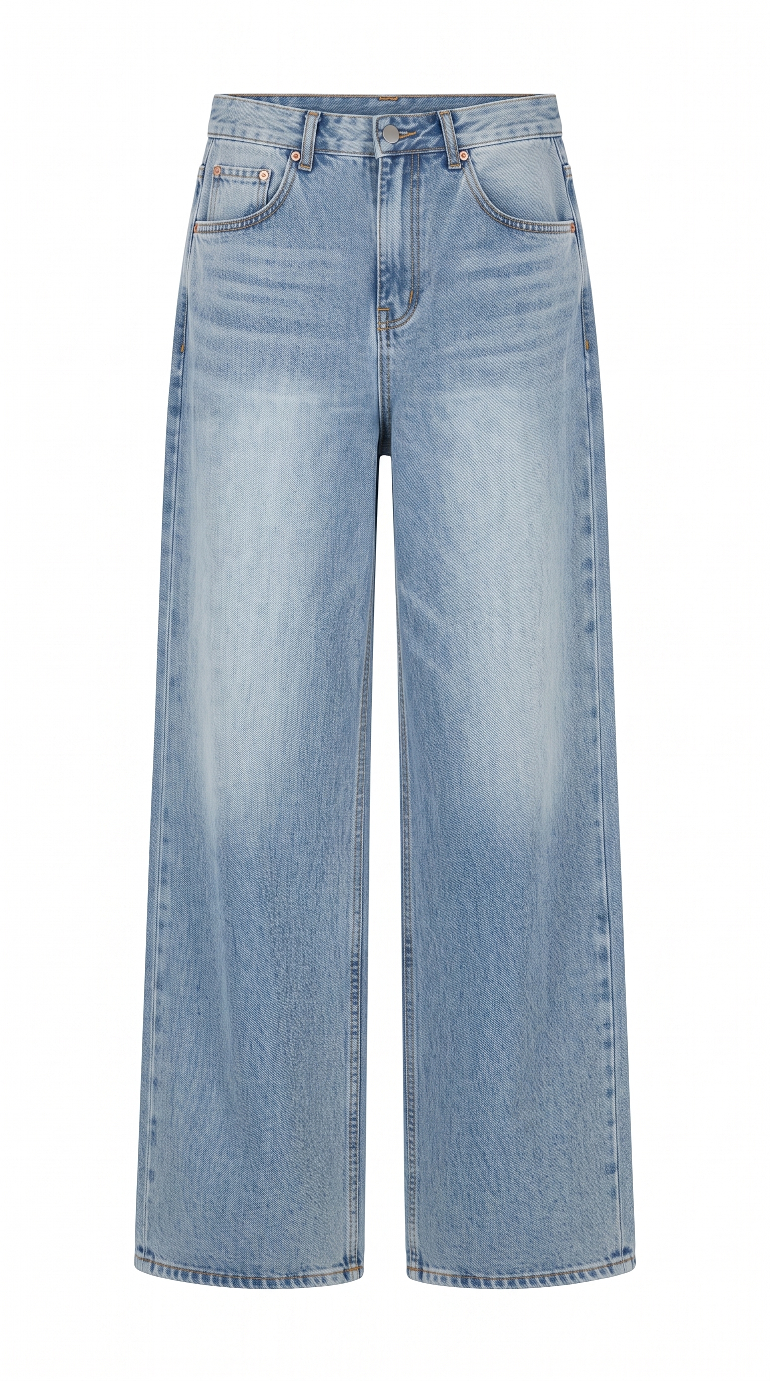 Vintage High Waist Wide Leg Jeans with Heart Print, Distressed Washed Denim, and Relaxed Draped Fit