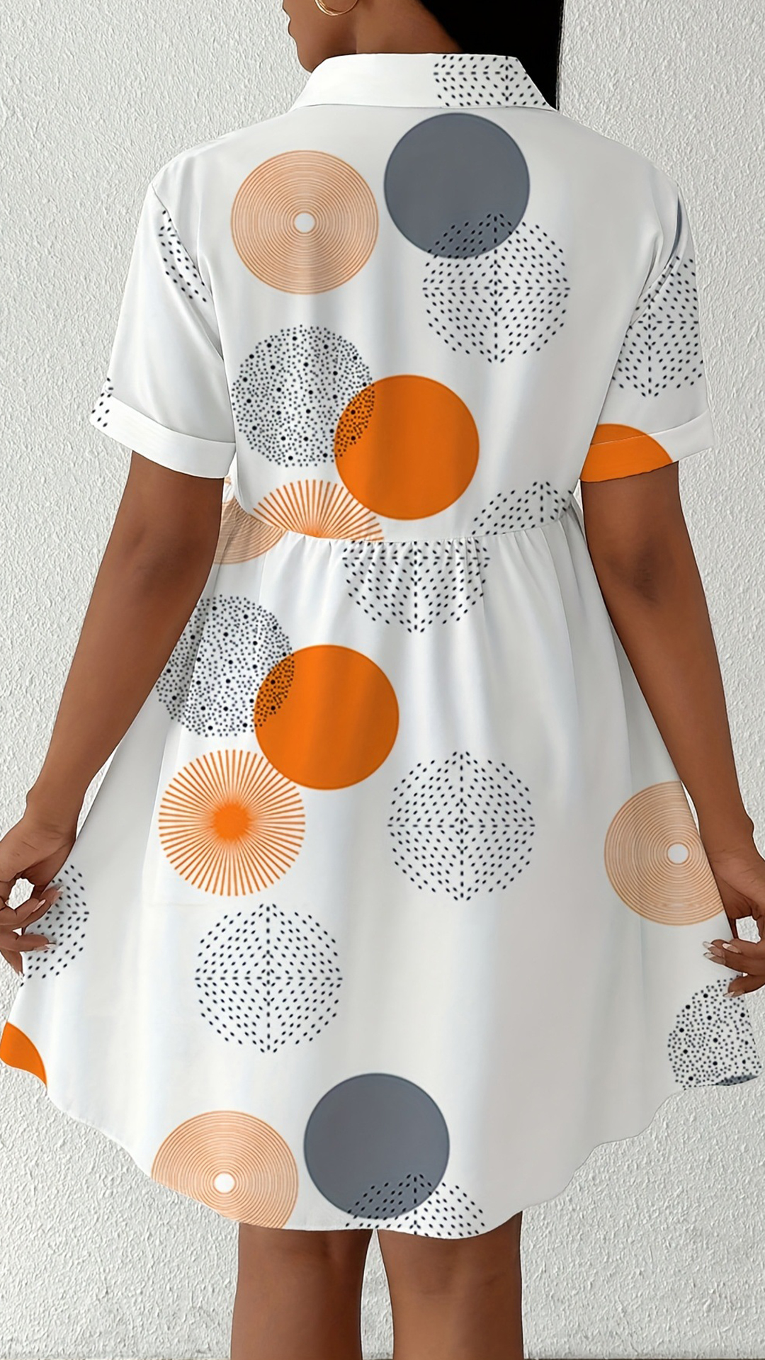 Women's Geometric Dot Cotton-Blend Shirt Dress