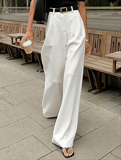 Women's Culottes Wide Leg Chinos Vacation Streetwear Casual Full Length Medium Waist Solid Color Pocket Elastic Waistband Comfy Micro-elastic Daily Outdoor Street White Spring Fall Loose Fit