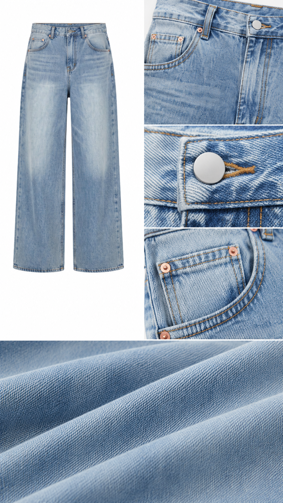 Vintage High Waist Wide Leg Jeans with Heart Print, Distressed Washed Denim, and Relaxed Draped Fit