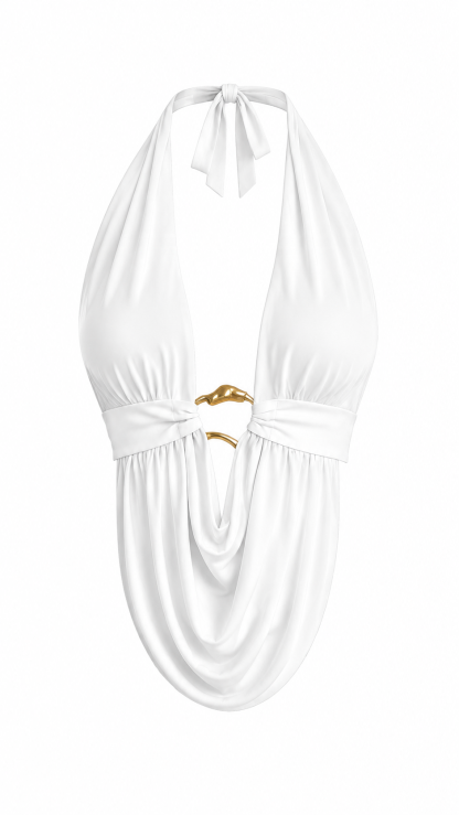 Women’s Sexy Halter V-Neck Backless Top, Open Back Casual Cardigan T-Shirt