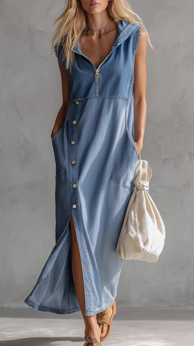 Women's Loose-Fit Casual Long Cardigan Vest Dress