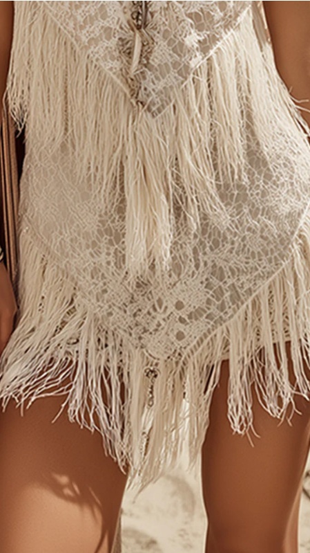 Women's Vintage Fringe Trim Lace Mini Skirt