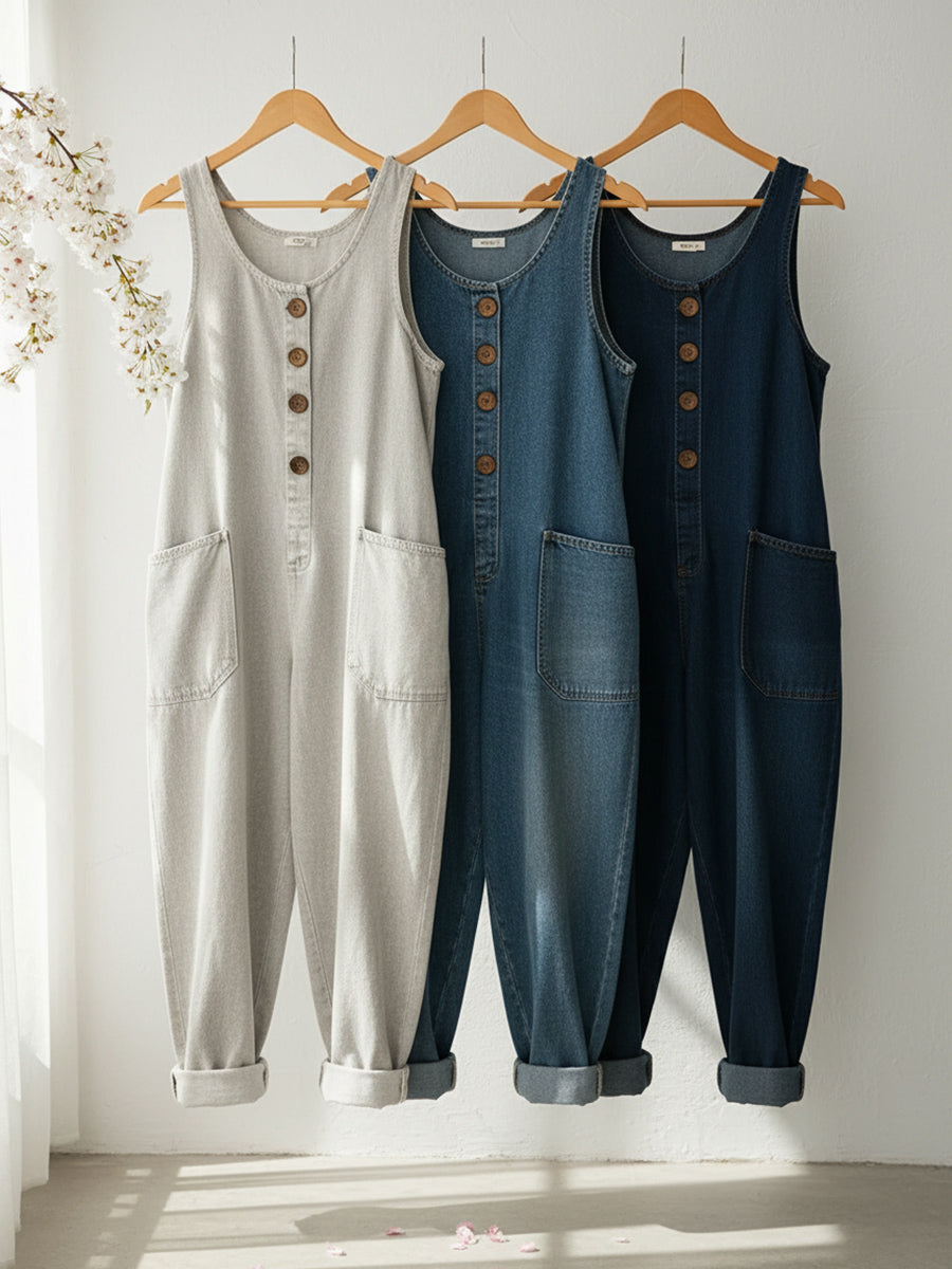 Women's casual cotton vest jumpsuit