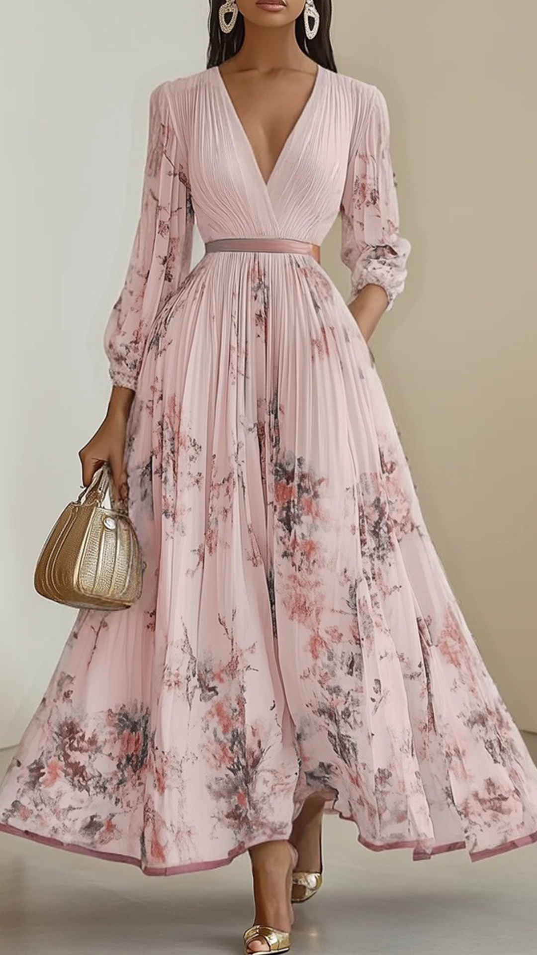 Women's Floral Print Cotton-Blend Maxi Dress