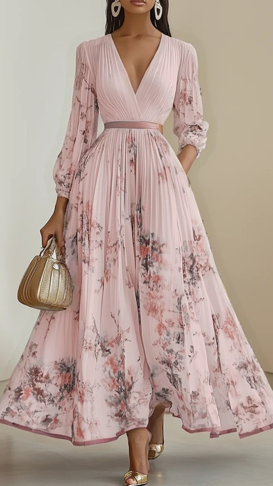 Women's Floral Print Cotton-Blend Maxi Dress