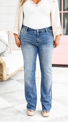 Women's high-stretch, mid-rise, vintage-style bootcut jeans