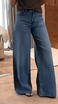 Women's simple and versatile casual straight-leg jeans