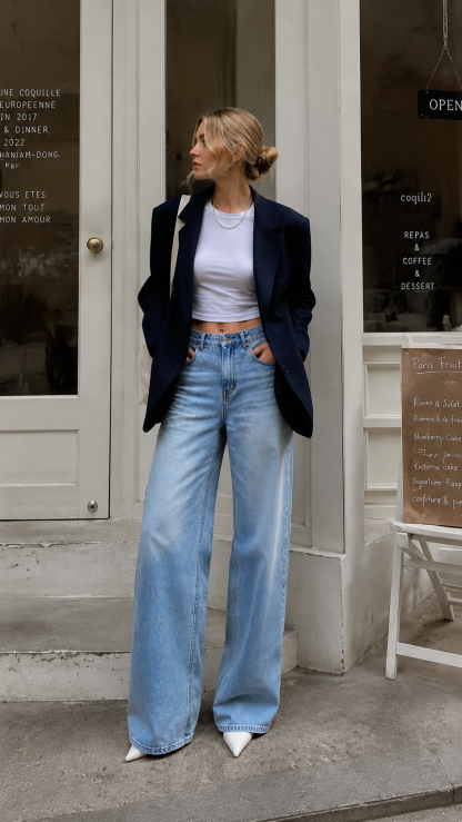 Vintage High Waist Wide Leg Jeans with Heart Print, Distressed Washed Denim, and Relaxed Draped Fit