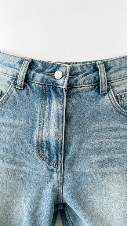 Women Light Wash Distressed Straight Leg Denim Bermuda Shorts