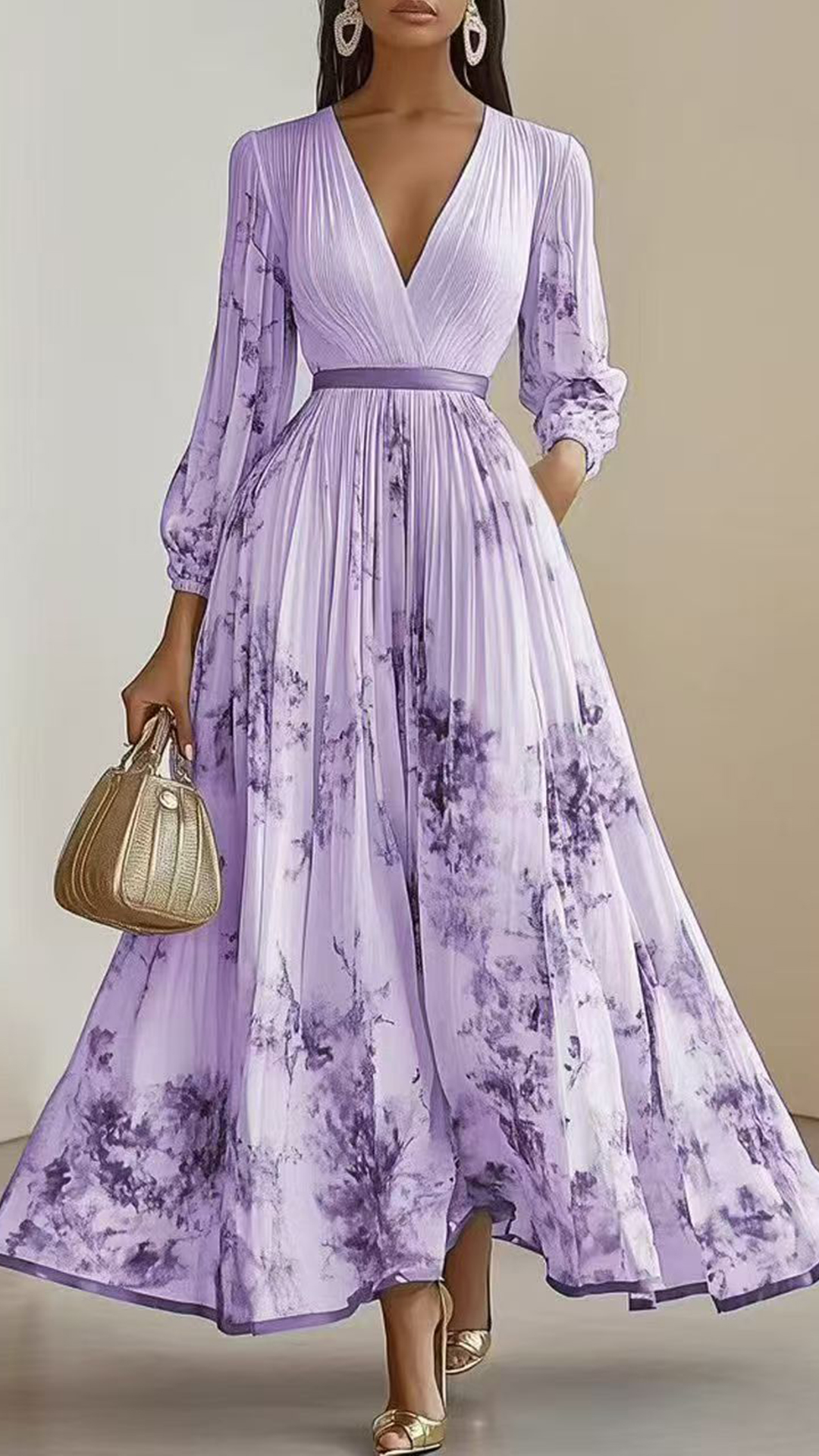 Women's Floral Print Cotton-Blend Maxi Dress