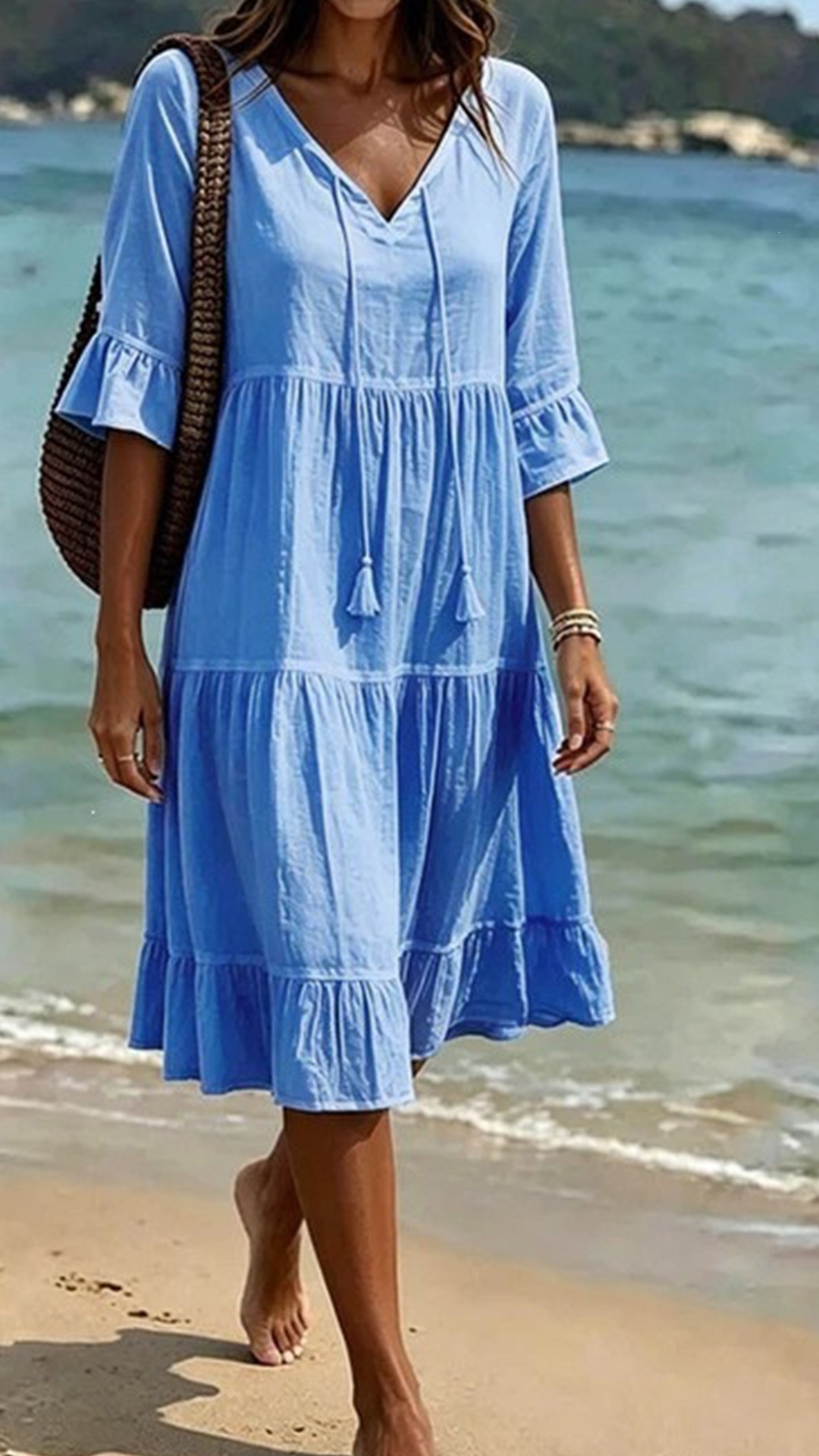 Women's Tiered Fringe Loose Vacation Dress