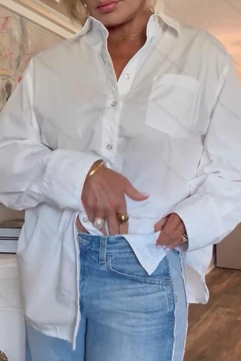 Women's comfortable  casual simple and versatile white shirt