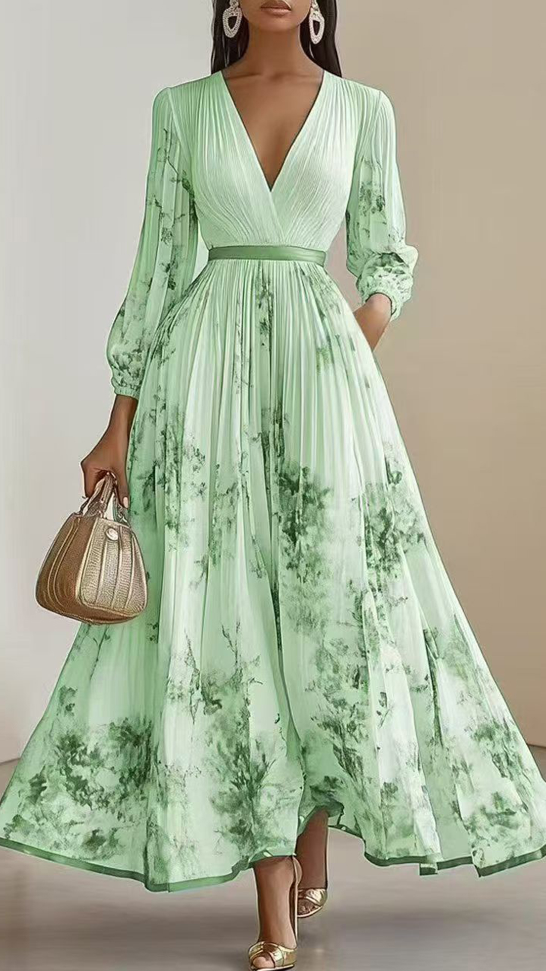 Women's Floral Print Cotton-Blend Maxi Dress