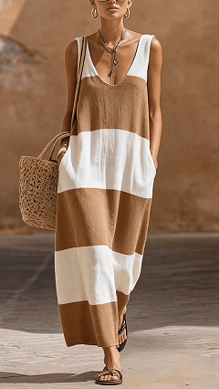 Women's Sleeveless Vintage Off-Shoulder Casual Simple Maxi Dress