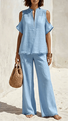 Women's Short-Sleeve Off-Shoulder Pants Set