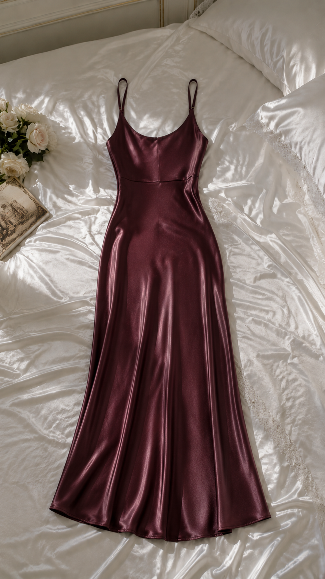 Mouchica V Neck Satin Slip Maxi Dress Women Elegant Daily Office Dress