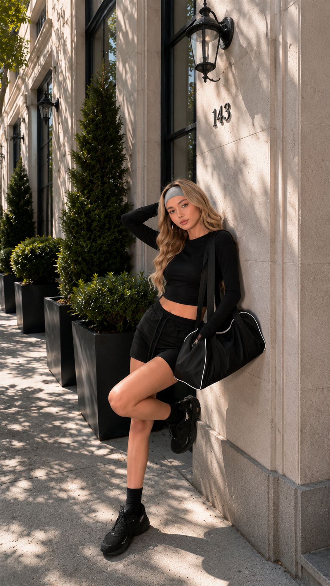 Clean girl style white matching shorts set for women, minimalist casual summer streetwear outfit