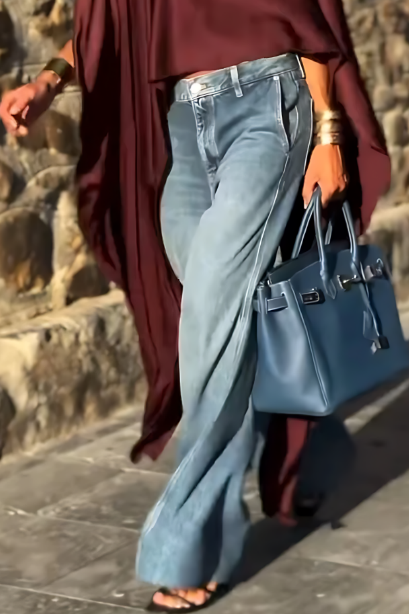 Women's loose-fitting, simple and versatile straight-leg jeans