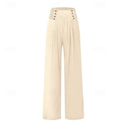 Women's Wide Leg Dress Pants Chinos Vacation Streetwear Casual Full Length Medium Waist Plain