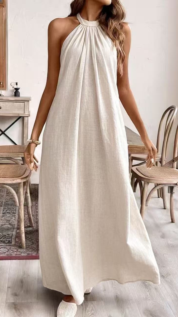 Women's Solid-Color Loose-Fit Stylish Halter Dress