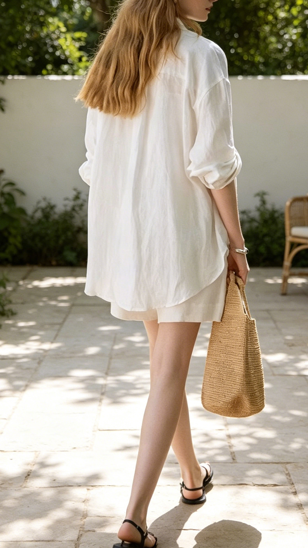 Summer lightweight old-money style linen luxury sun-protective shirt and shorts set
