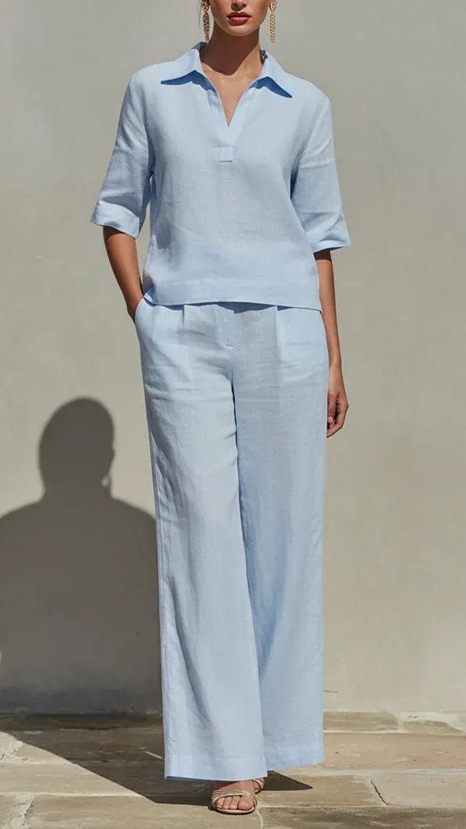 New Arrivals🔥Women's Solid Cotton Linen Two-Piece Set