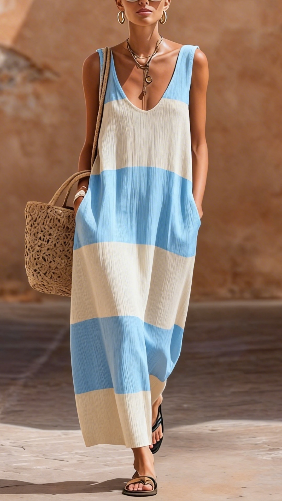 Women's Sleeveless Vintage Off-Shoulder Casual Simple Maxi Dress