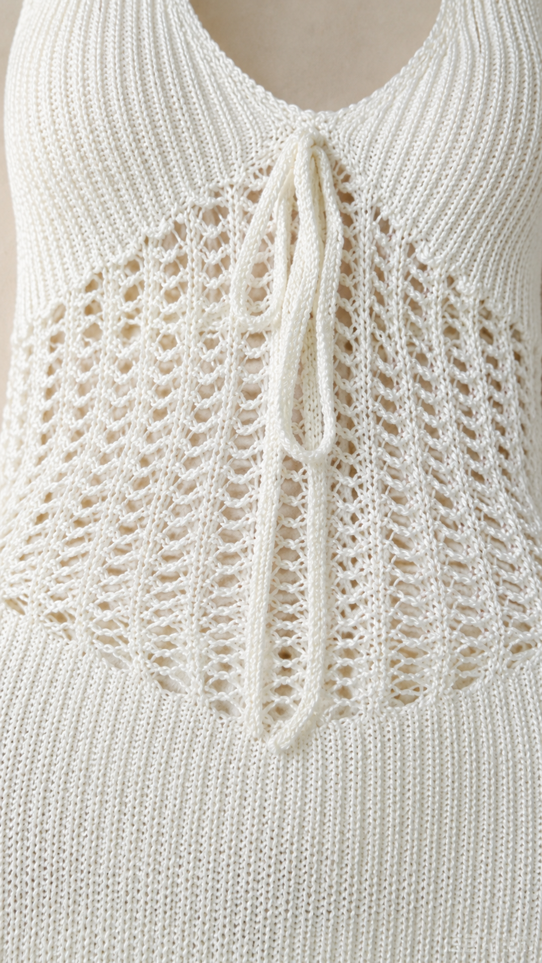 White Crochet Knit Beach Cover Up Dress – Backless Halter Mini Summer Resort Dress