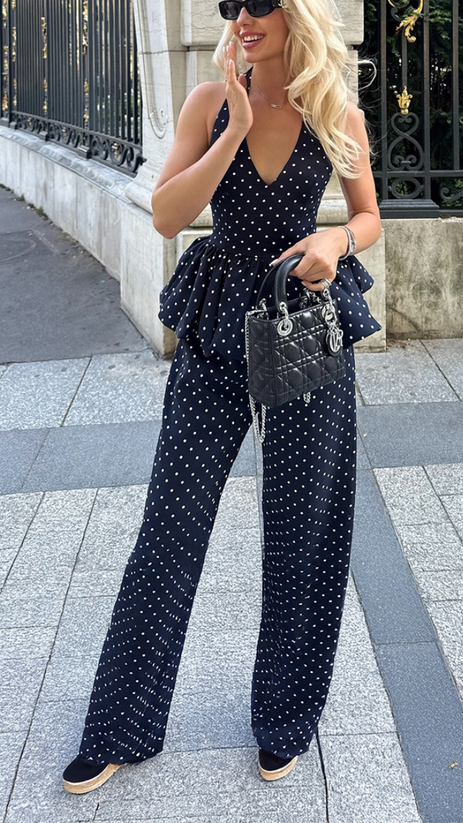 Women's Elegant Halter-Neck Camisole & Wide-Leg Pants Set