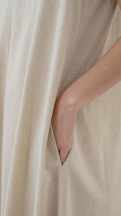 Women's French-style sleeveless open-back cutout dress with a pastoral aesthetic.