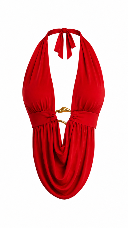 Women’s Sexy Halter V-Neck Backless Top, Open Back Casual Cardigan T-Shirt