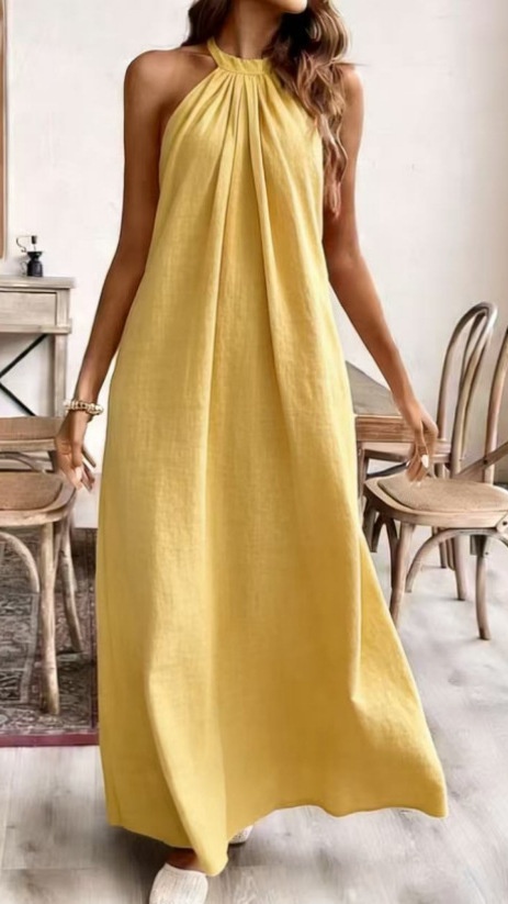 Women's Solid-Color Loose-Fit Stylish Halter Dress