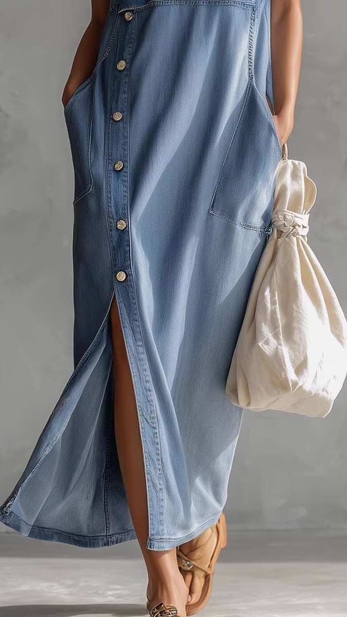Women's Loose-Fit Casual Long Cardigan Vest Dress