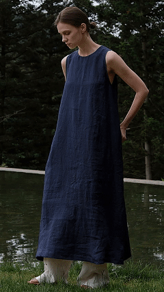 Women's French-style sleeveless open-back cutout dress with a pastoral aesthetic.