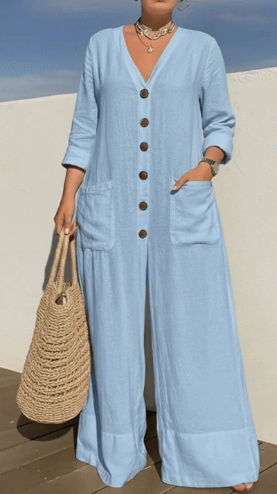 Women's Cozy And Casual Linen And Cotton Jumpsuit