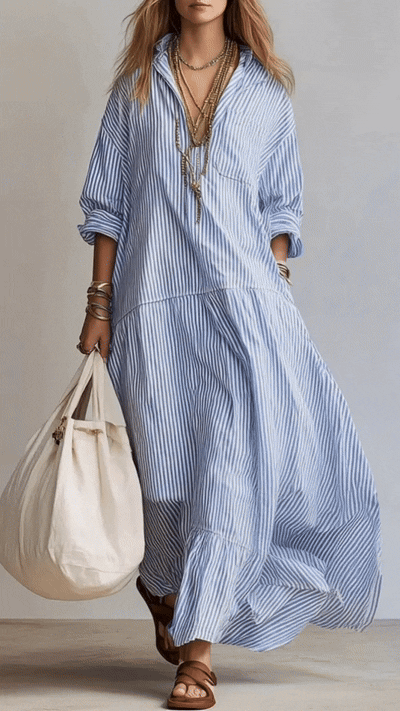 Women's Casual Striped Loose-fitting Dress