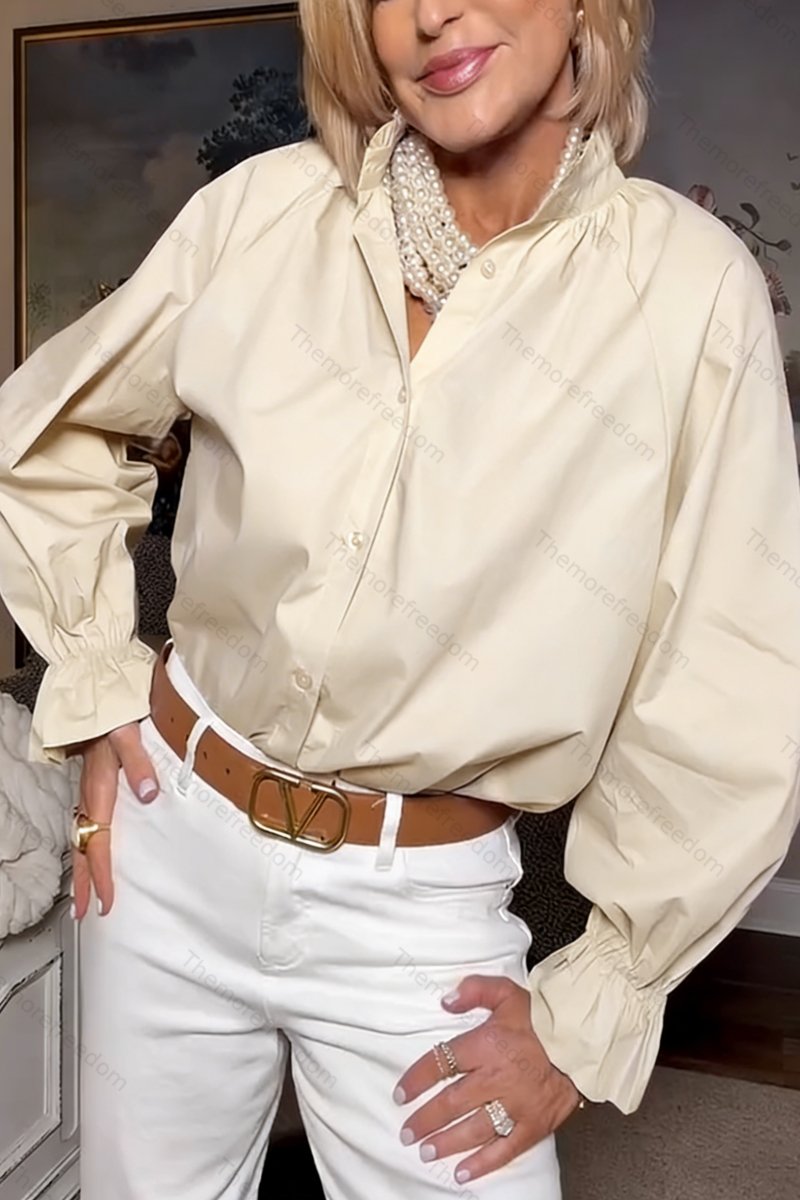 Women's comfortable casual simple and versatile ruffled blouse