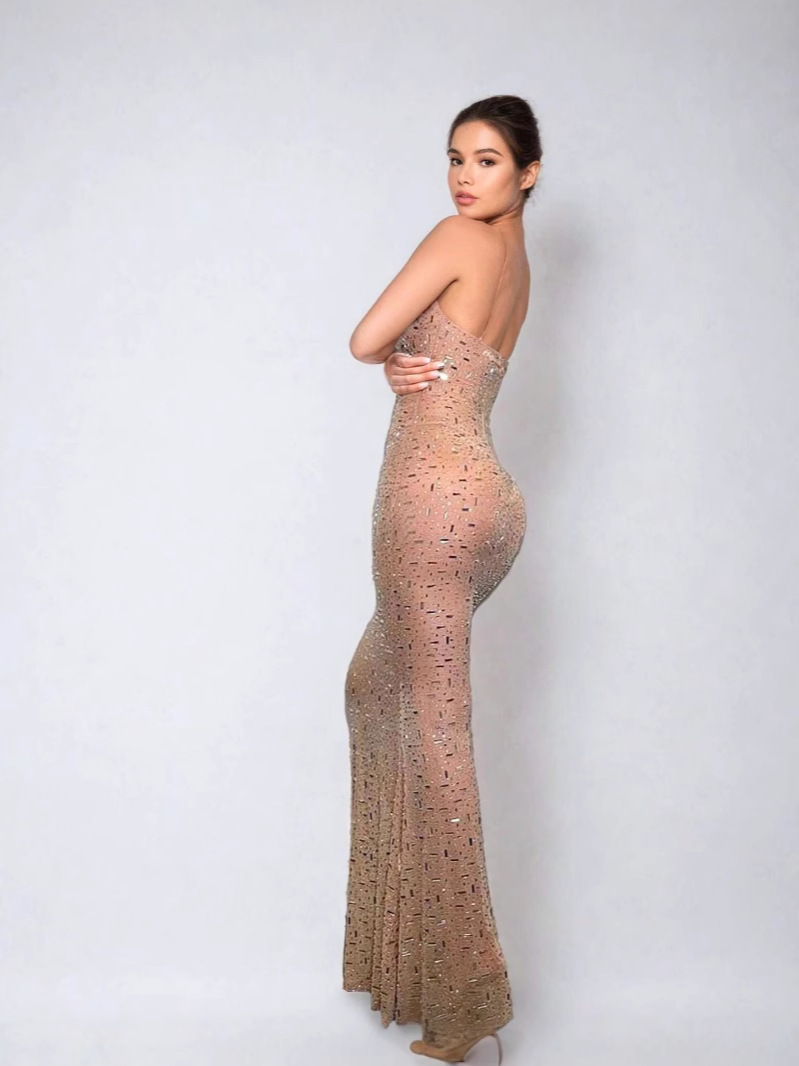 Rhinestone Strap Maxi Dress (Buy 2 Free Shipping)